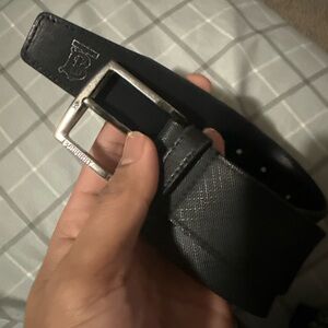Men's Black Burberry Leather Belt